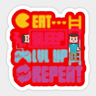 Gamer Eat Sleep Level Up Repeat Sticker